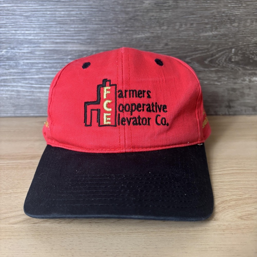 VINTAGE Farmers Cooperative Elevator Hat Cap Snap Back Embroidered Mens 90s